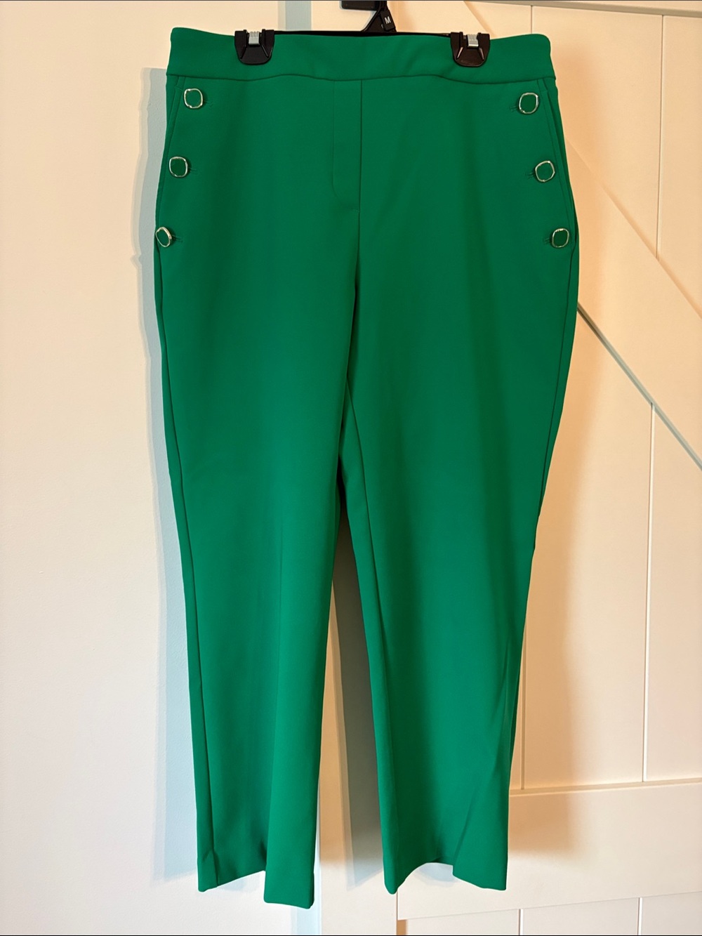 Rachel Zoe Emerald Green Straight-Leg Pants with Side Ring Details